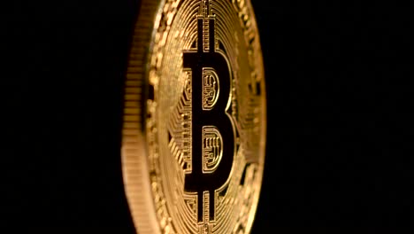close-up of a bitcoin gold coin