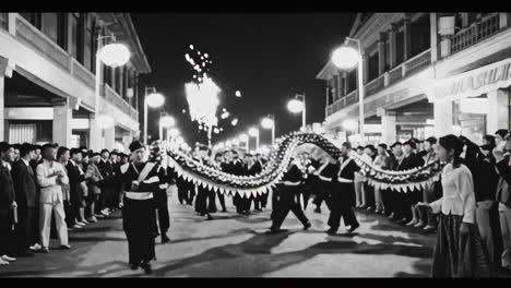 dragon dance parade at night