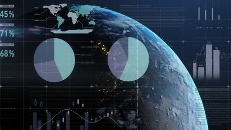 animación de las estadísticas y el procesamiento de datos financieros en todo el mundo