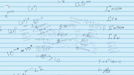 Mathematische-Gleichungen-Schweben-Auf-Weißem-Liniertem-Papier