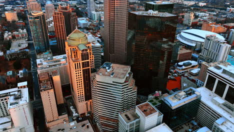 densely built downtown of modern chicago, illinois, usa. varied city architecture from drone footage