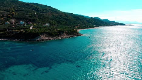 Drone-Fly-Over-Beautiful-Beach-In-Greece