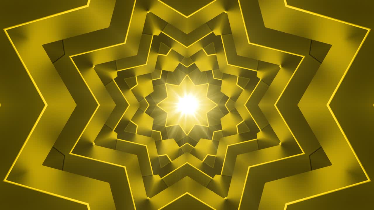 노란색 별 칼레도스코프 배경 루프 비디오
