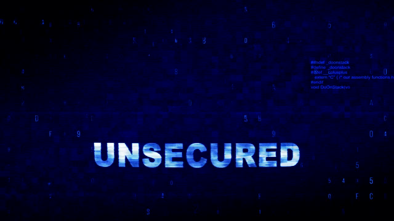 안전하지 않은 텍스트 디지털 노이즈 트이치 글리치 왜곡 효과 오류 애니메이션