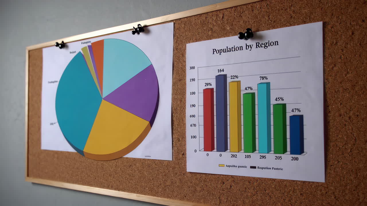 Population by Region Chart on Cork Board