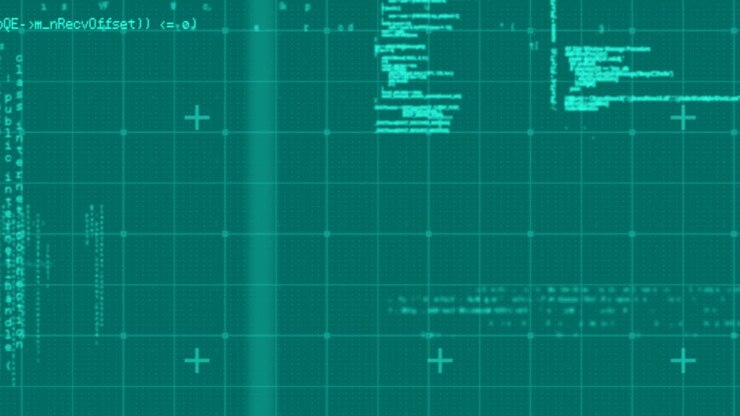 Animation of data processing over gray background