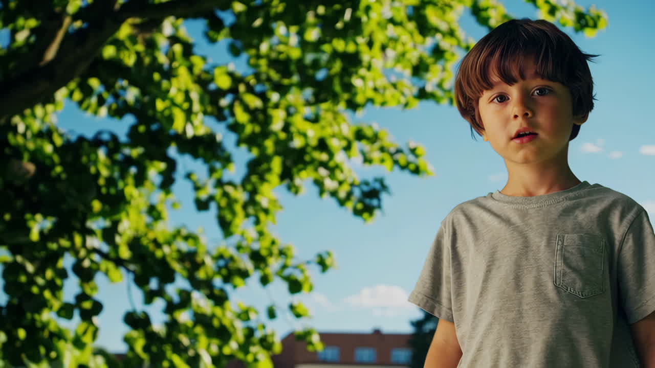 Boy in Park and Business Man in Office