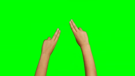 Person-making-hand-gesture-against-green-screen-background