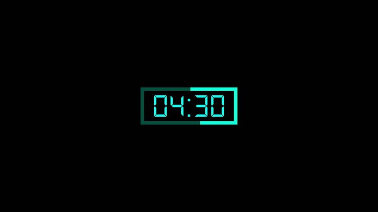 Digital Countdown Timer from 9 Minutes 32 Seconds to Zero