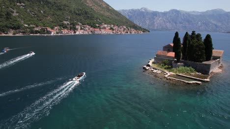 Boka-bay-and-Our-Lady-of-the-rock,-aerial