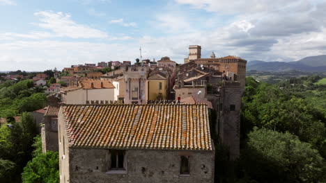 Drone-Flying-Above-The-Old-City-Of-Stimigliano-In-Rieti,-Italy