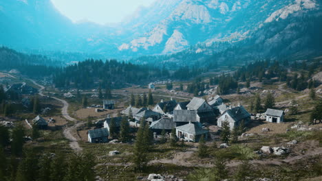 famous mountain village located next to mountain of austrian alps