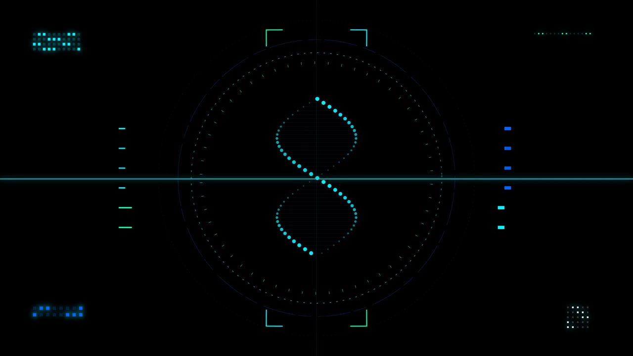 Digital DNA-helix roterende i futuristisk HUD-grænseflade