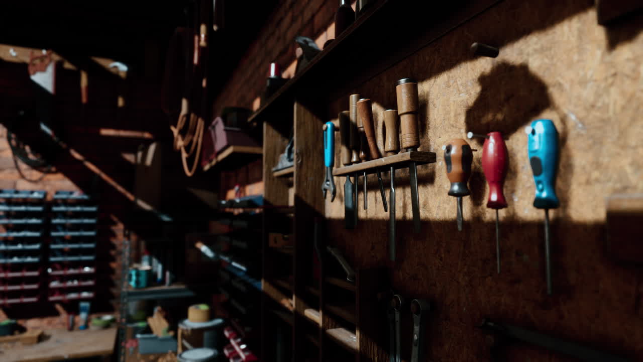 interior del antiguo taller de carpintería estilizado de época