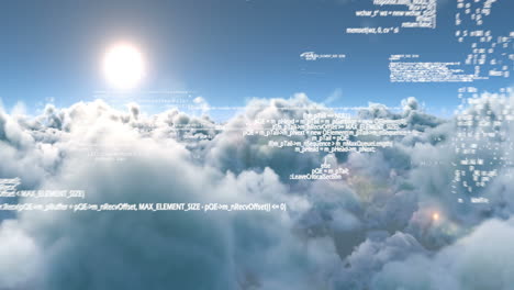 binary code against white clouds 4k