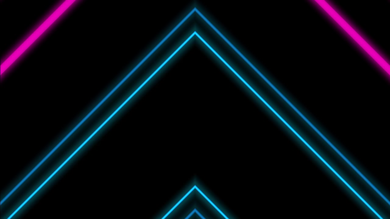 Linee a Chevron al Neon Dinamiche Pulsanti su Sfondo Nero