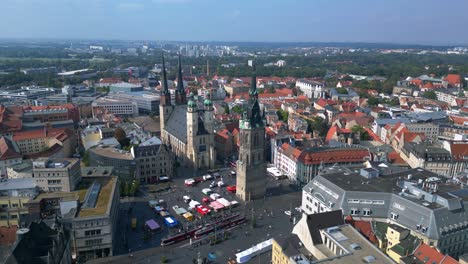 market square with the red tower and st