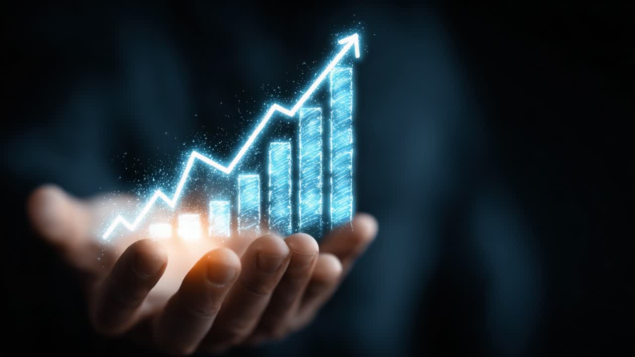 Innovative Growth Visualization: A Dynamic Representation of Progress and Data Analysis with Hand-Rendered Bar Graph and Ascending Line in a Digital Environment