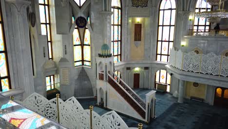 qol sarif mosque interior while camera panning downwards. kaza, russia.