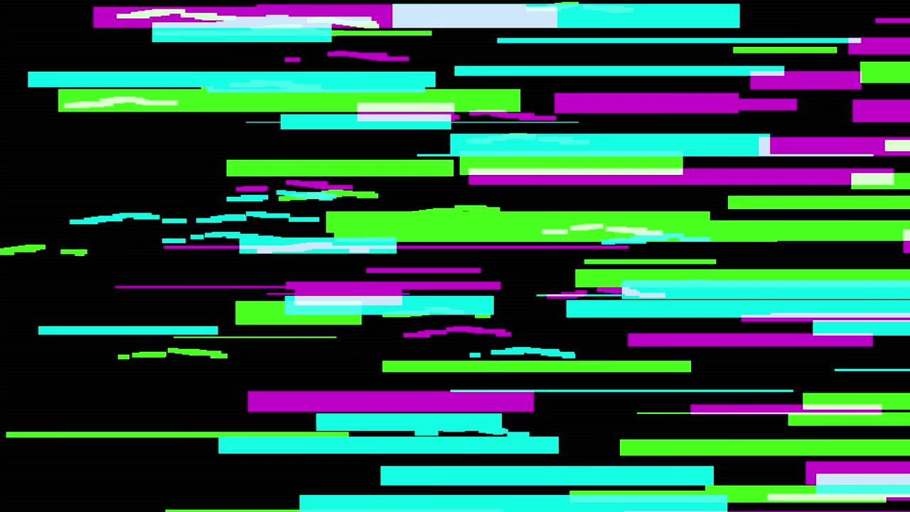 Effetto glitch digitale con barre orizzontali al neon