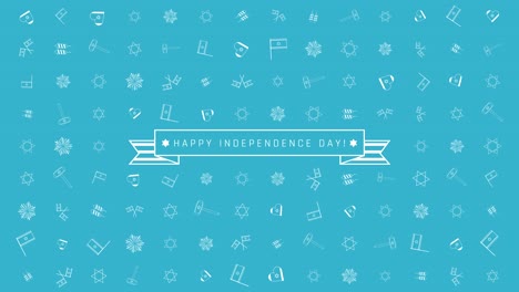 israel independence day holiday flat design animation background with traditional outline icon symbols and english text