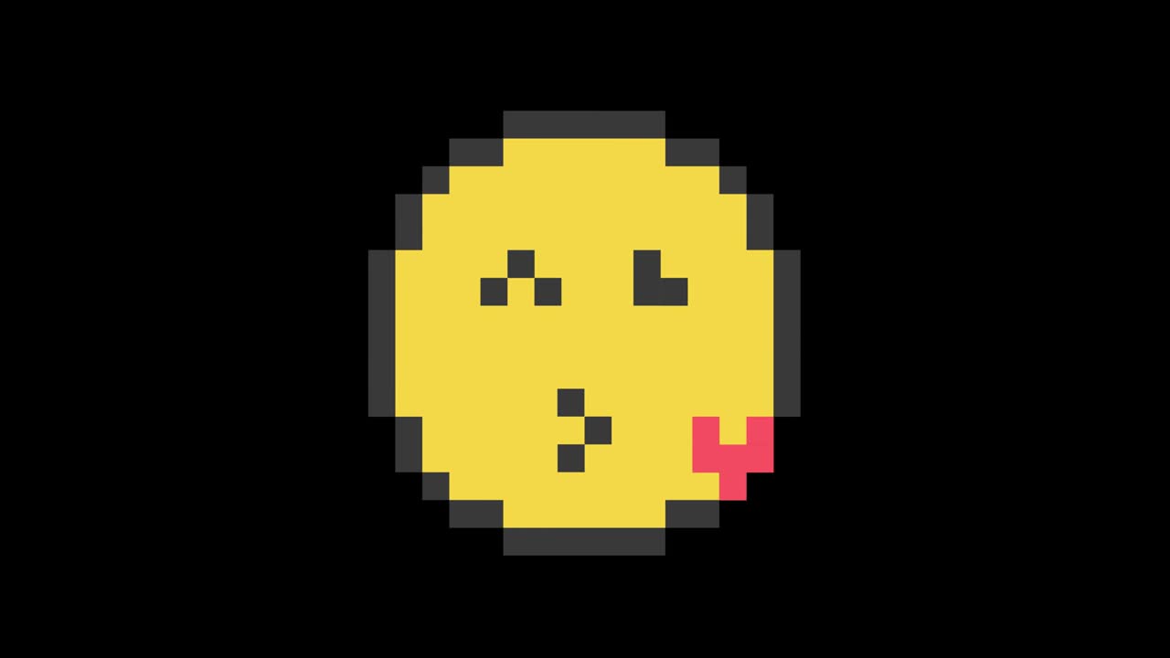 디지털 오래된 tv 스크린에 사랑스러운 미소 hud 홀로그램 상징, 원활한 루프 오류 애니메이션, 심장, 역동적인 레트로, 즐거운, 다채롭고 빈티지 비디오 영상.