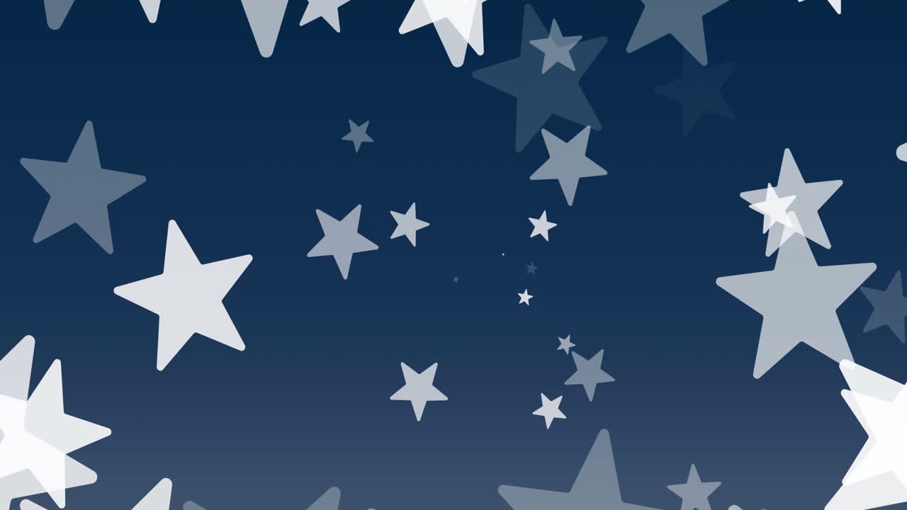 animación de estrellas blancas de navidad cayendo sobre un fondo azul