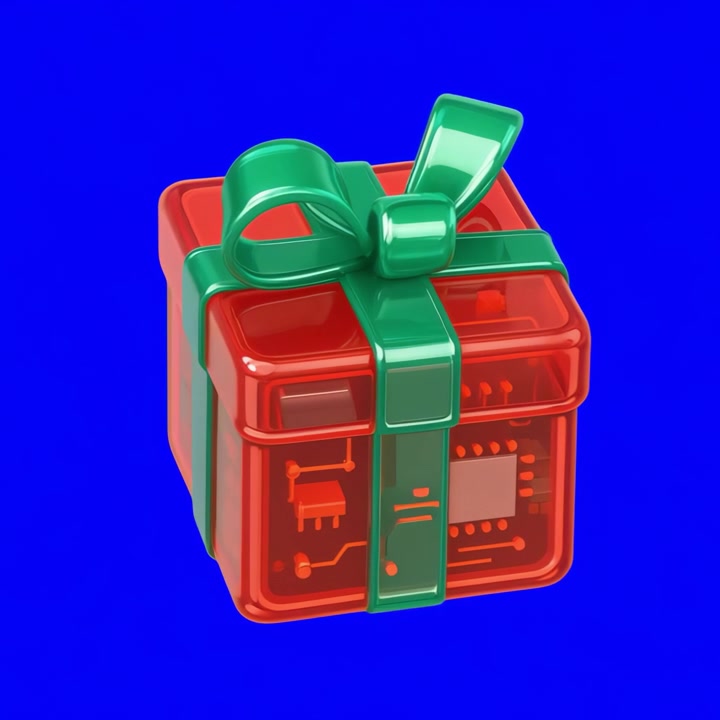 Scatola regalo animata 3D con motivo a circuito stampato