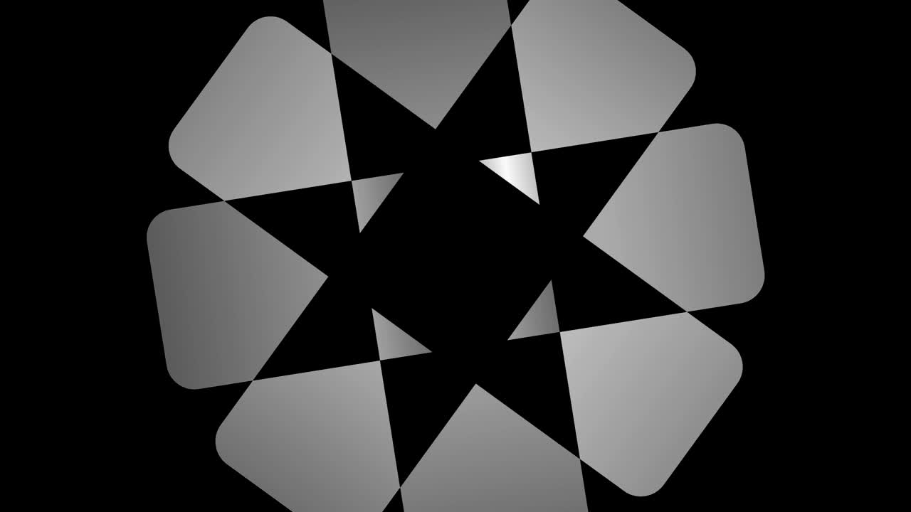 Graphic drawing in black and white with stroboscopic and hypnotic effect, while it rotates clockwise and increases in size.