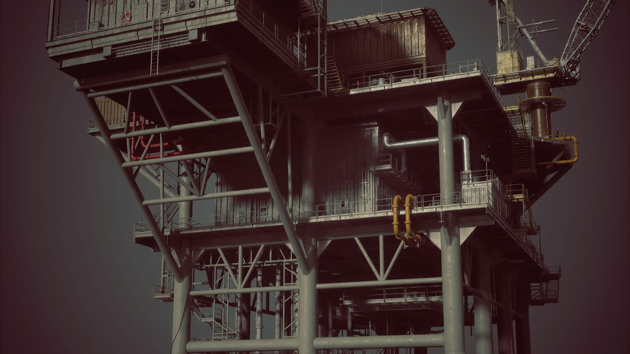 Oil rig structure in offshore location during clear day light