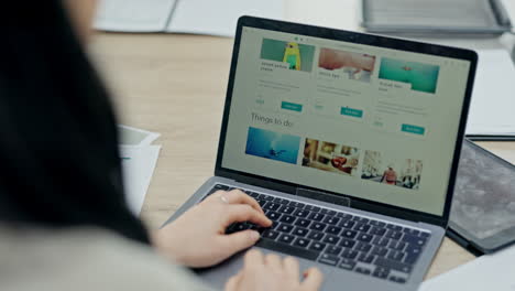 website, work and a woman with a laptop