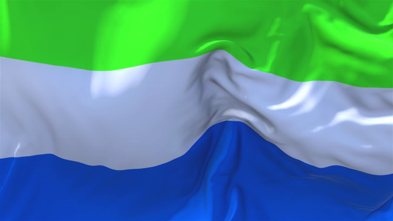 108 bandera de sierra leone ondeando en el viento animación en cámara lenta 4k textura de tela realista bandera suave