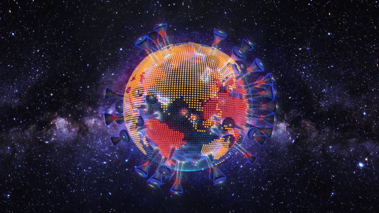 animación futurista de la tierra con virus