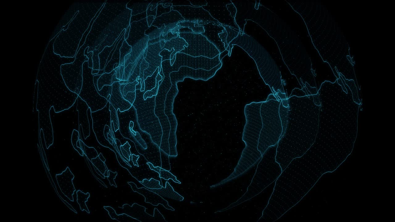 Planet Earth Loopable - 4K Abstract Digital Globe - 3 Layers Nested - Global Connections with connection points - Futuristic Hi-Tech Planet Loop - Connected earth - Technology Network and Digital Earth 4K - Turquoise Color
