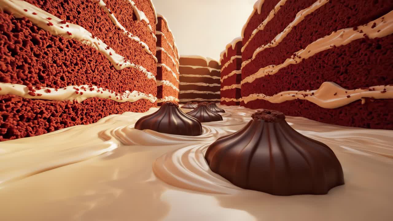 A Sweet Street Made of Cakes and Chocolates