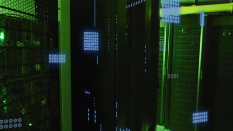 animation of circuit board and data processing over computer servers