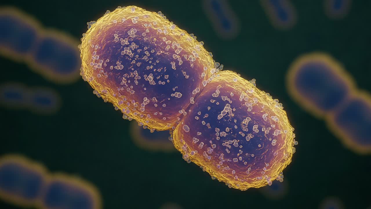 Microscopic View of Bacterial Cells Under Examination: Stunning Visualization Showcasing Cellular Structures and Detailed Morphology Characteristics