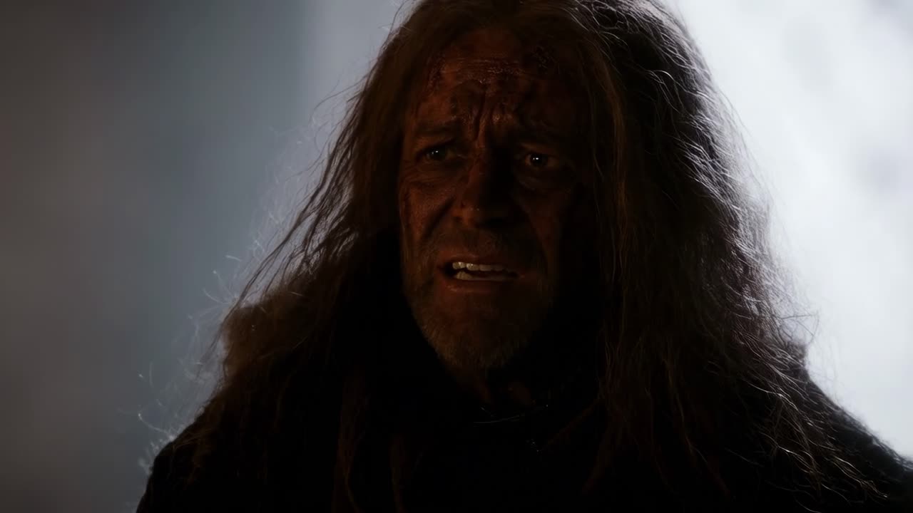 In the depths of a shadowy forest, a tense and dramatic encounter unfolds between a shadowy figure and another, as they reveal profound emotions