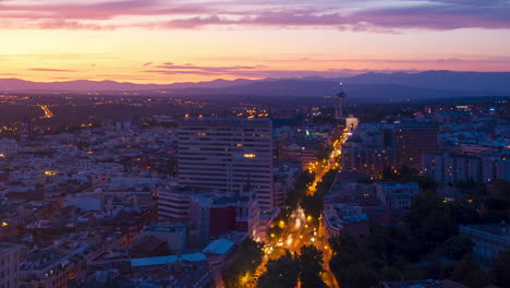 timelapse of madrid rooftops at sunset with beautifull colors and clouds