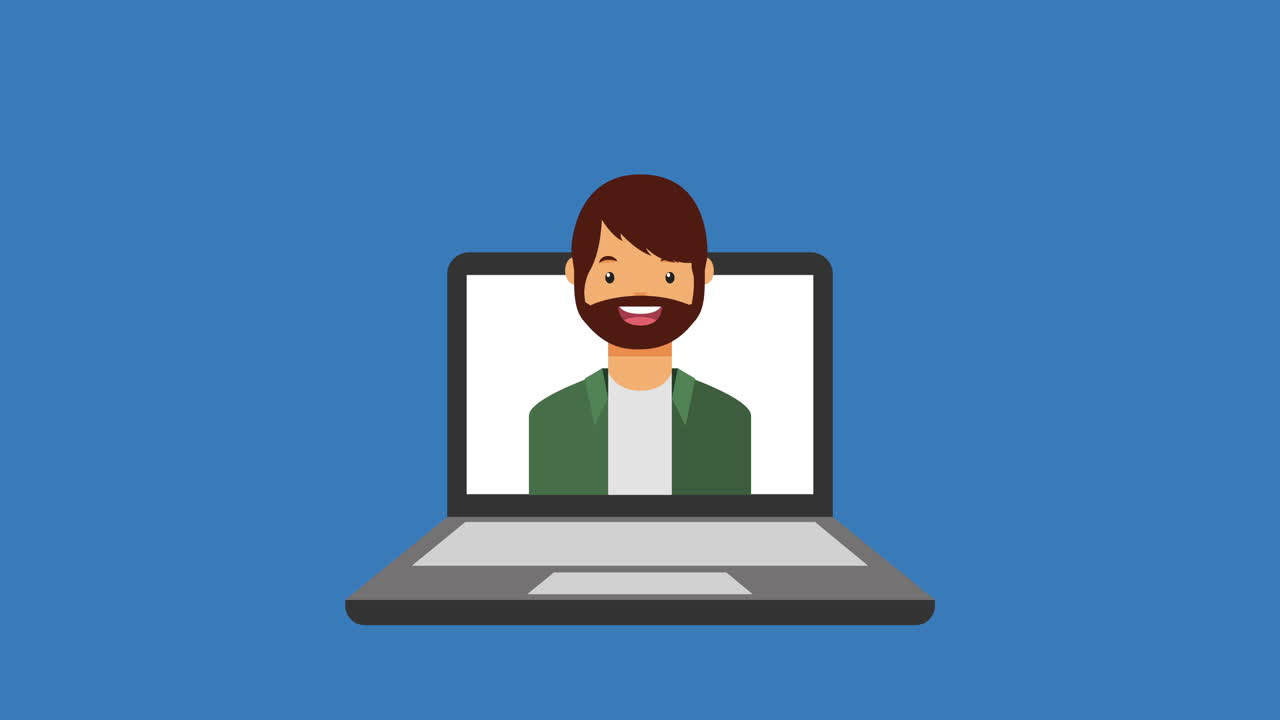 tecnología de medios sociales con hombre y portátil