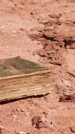 un viejo libro abandonado en el desierto