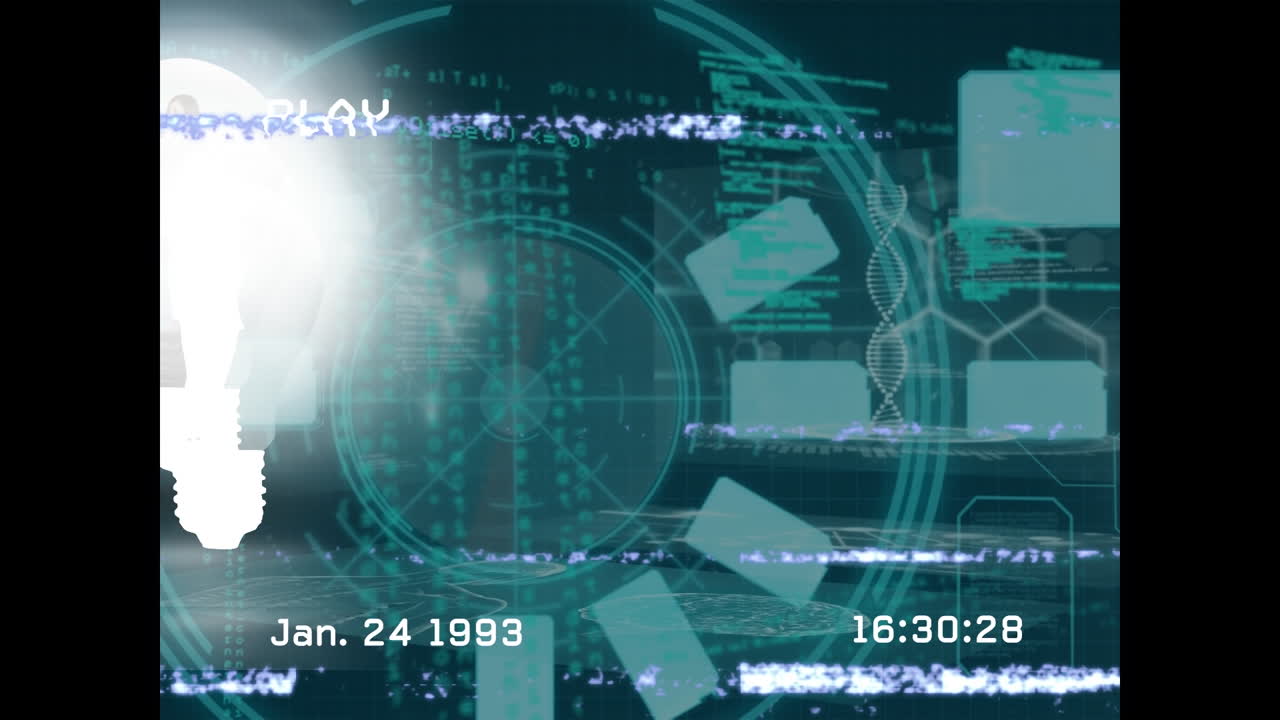 전구와 다양한 데이터에 대한 오류와 함께 화면의 애니메이션