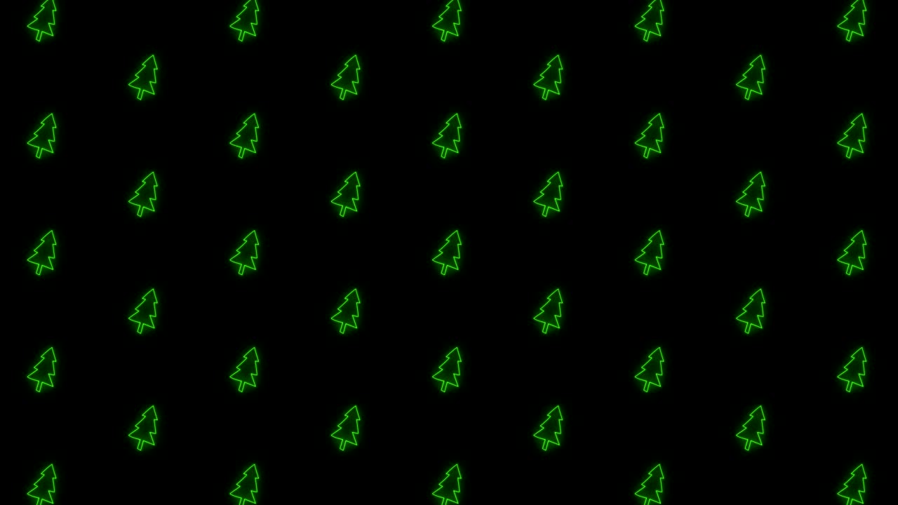 빛나는 녹색과 검은색의 크리스마스 트리 타일 배경 애니메이션 패턴