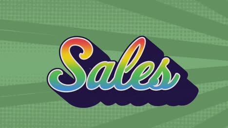 Animation-of-sales-text-in-colourful-letters-on-green-background