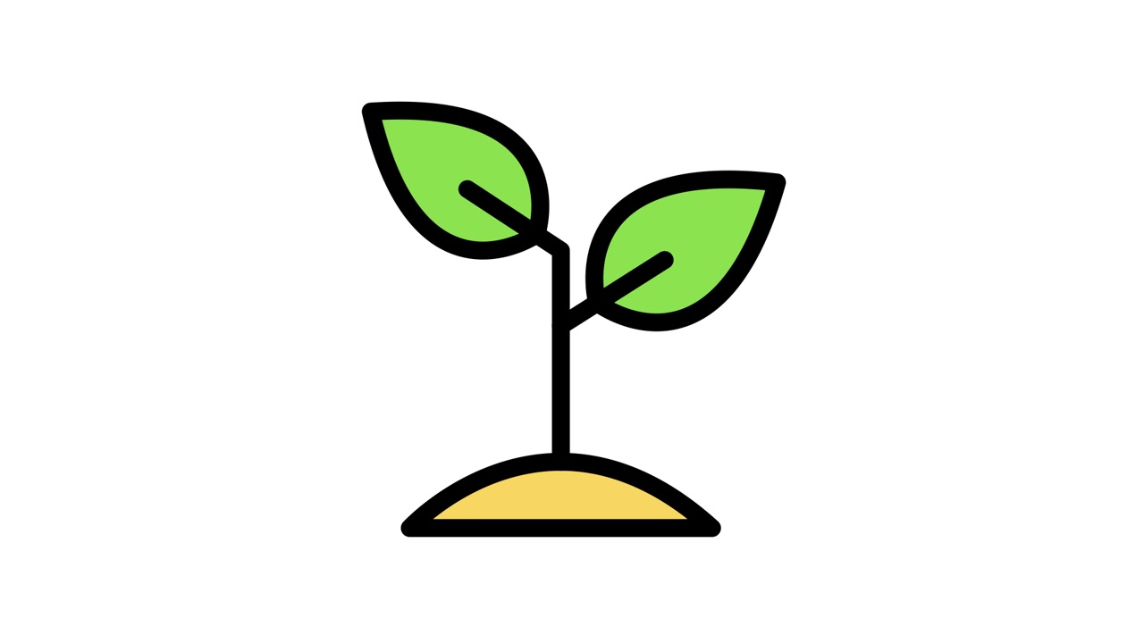 Animated Icon of a Green Plant Sprout Growing from Soil