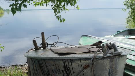 old boat by the lakeside