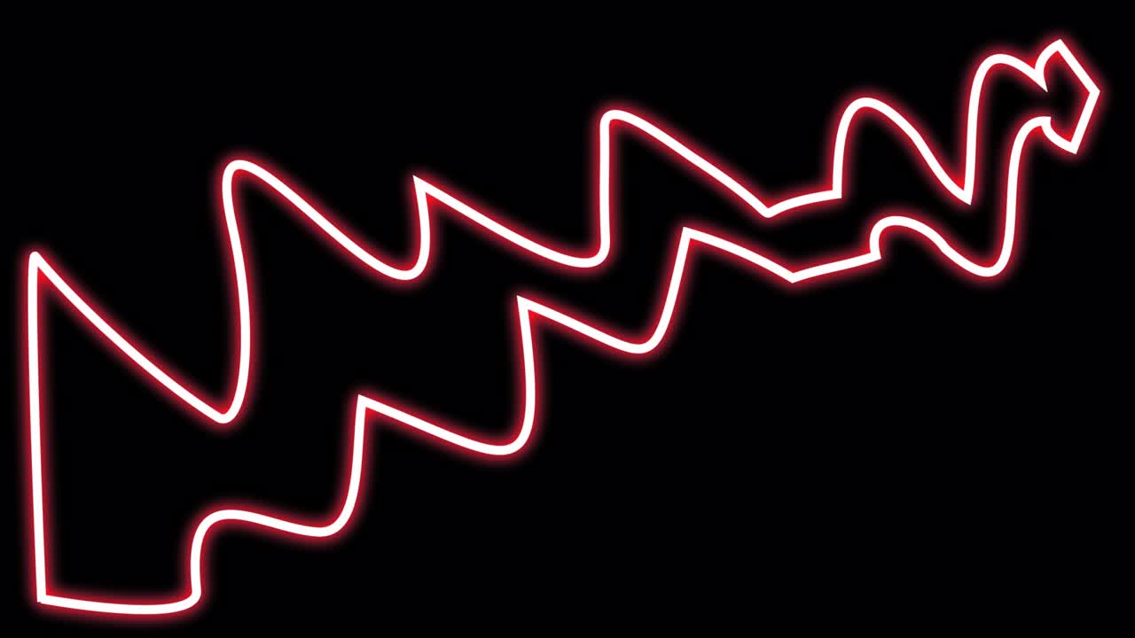 flecha de neón ondulada con una subida.
