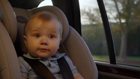 baby looking out car window from car seat