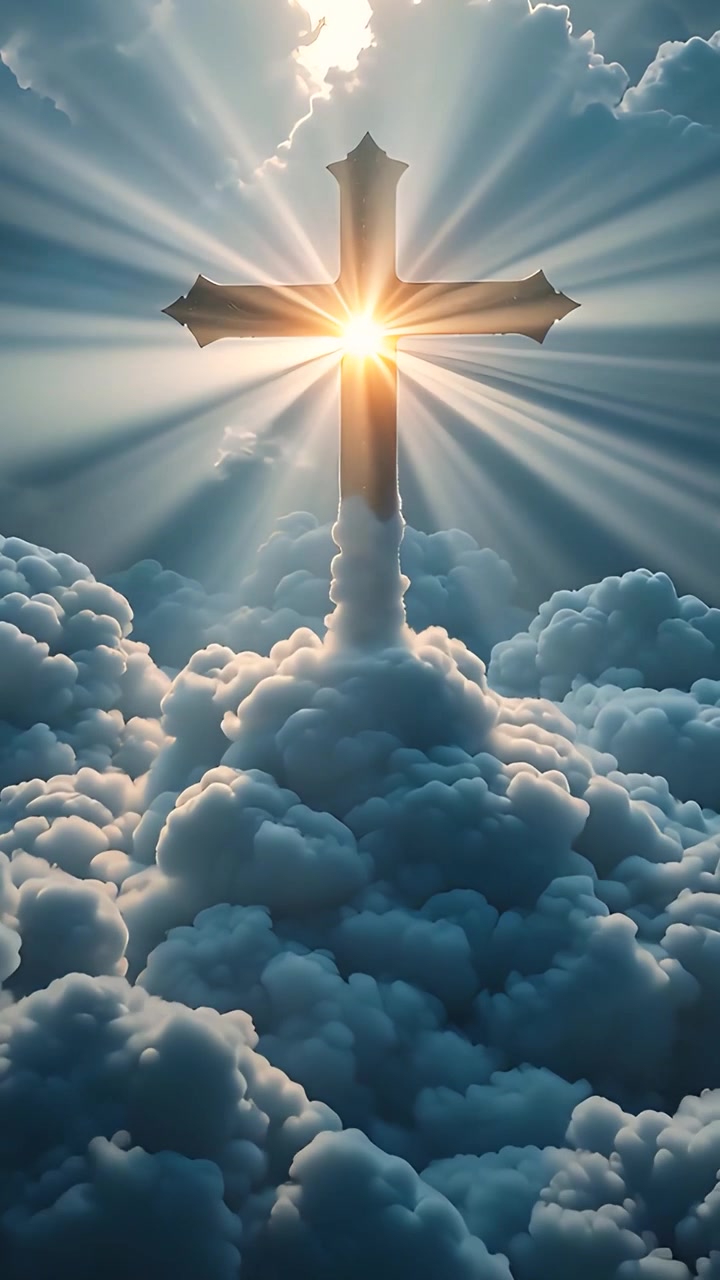 Sfondo per Adorazione 4K: Croce Cristiana e Luce Celeste