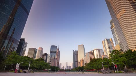 sunset evening guangzhou downtown square panorama 4k time lapse china